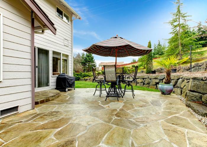 A patio made with Baker LA stamped concrete.